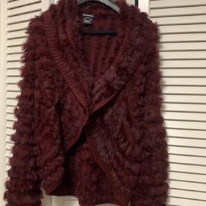 Royal Underground burgundy fur jacket .Size L